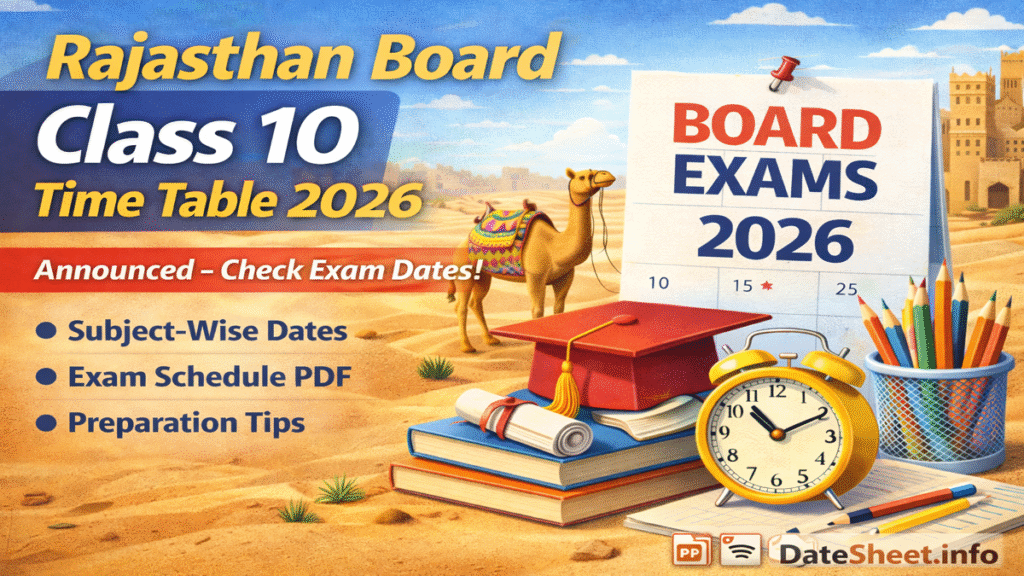 Rajasthan Board Class 10 Time Table 2026